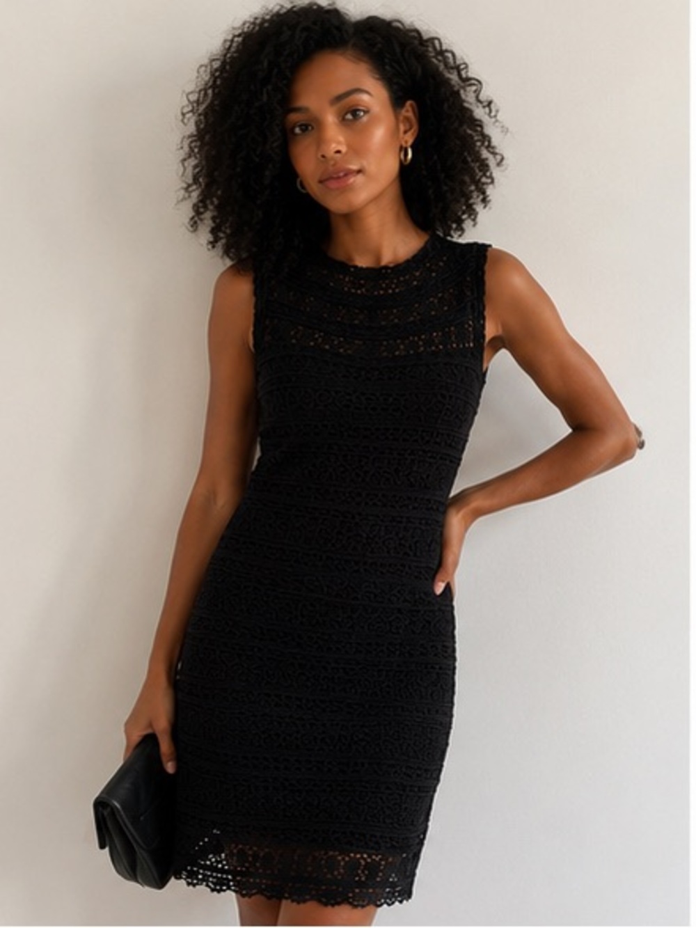 Yigal Azrouel Black Sleeveless Crochet Classic “Little Black Dress” | size 6